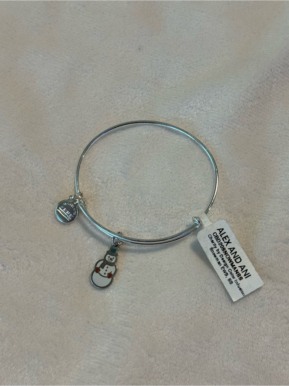 NWT Alex and Ani Snowman Bangle Bracelet Silver